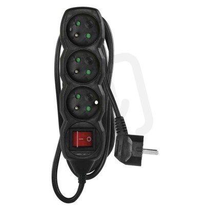 Prodlužovací kabel 3 m 3 zásuvky s vypínačem černý PVC 1,5mm2 EMOS PC1313R