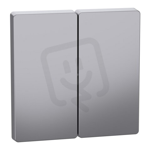 Kryt spínače, Merten D-Life, dvojitý, Stainless Steel    SCHNEIDER MTN3400-6036