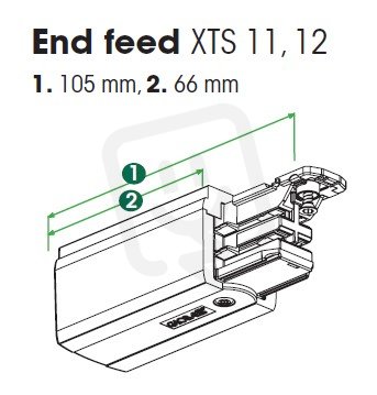 Koncový napáječ levý bílý  NORDIC ALUMINIUM XTS11-3