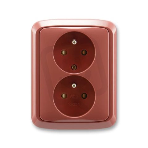 Dvojzásuvka s ochrannými kolíky s clonkami 5512A-2359 R2 vřesová Tango ABB
