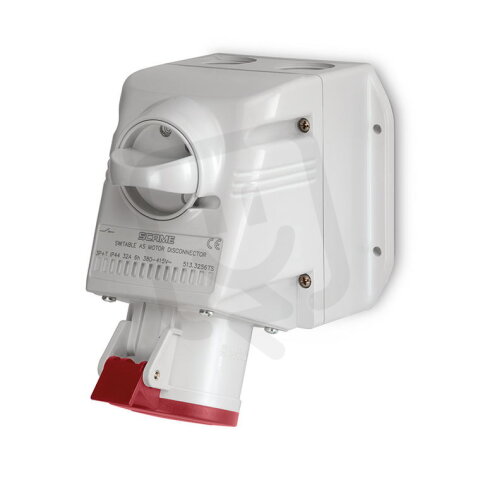 Nástěnná zásuvka s vypínačem SCAME OPTIMA šikmý box 3P+E 16A 6h/380-400V IP54