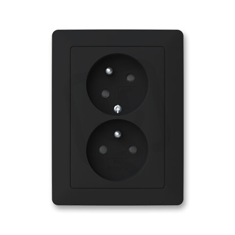 ABB ZONI Zásuvka dvojnásobná s ochr. kolíky matná černá 5513T-C02157 237