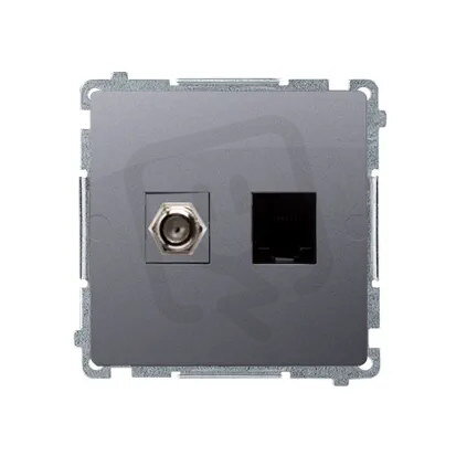 Anténa zásuvka typ F + počítačová zásuvka RJ45 kat.6, Inox BMAFRJ45.01/21