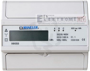 Elektroměr Maneler 9905D, 3f.1s. 10-100A, LCD, neověřený E1230