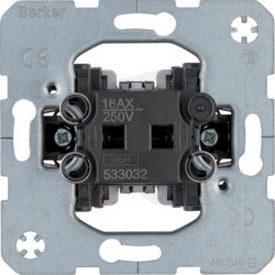 Kolébkový vypínač, řazení 2, 10 AX, 250 V AC, modul přístroje BERKER 533032