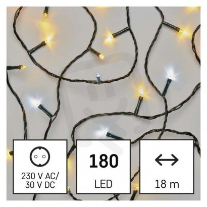 LED vánoční řetěz, 18 m, venkovní i vnitřní, teplá/studená bílá, časovač D4AN06