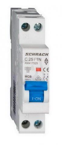 Instalační jistič AMPARO 4,5kA, C 25A, 1+N, 1TE SCHRACK AM417525--