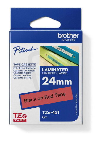 Páska BROTHER TZe-451, červená/ černá (24mm, laminované)