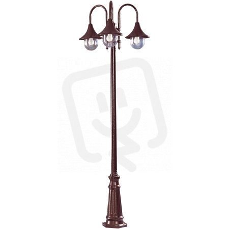 Sloupové svítidlo Diana sloup velký s ramenem 3 hnědá antika 3x60W IP23 E27