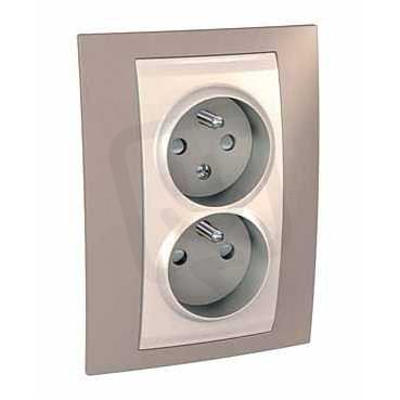 Schneider MGU63.065.574 Zásuvka dvojnásobná 16A/230V 2x2P+PE, Mink/marfil