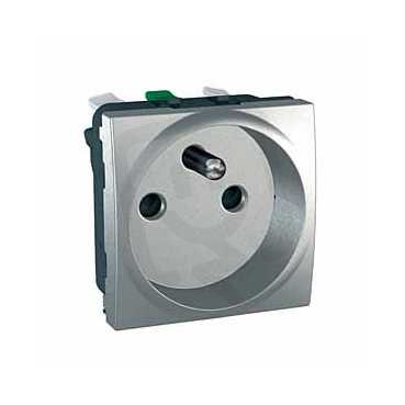 Unica Zásuvka 230V/16A 2P+PE clonky bezšroubová Aluminium SCHNEIDER MGU3.059.30
