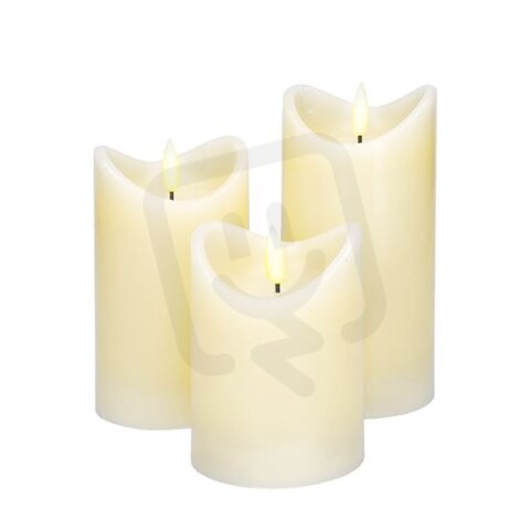 Sada LED svíček z přírodního vosku, 3ks, AAA SOLIGHT 1V279