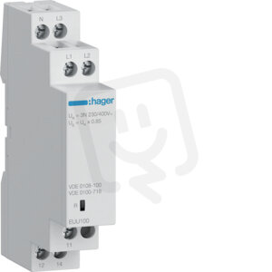 Podpěťové kontrolní relé 1F+N/3F+N, 230/400 V, 1 přepínací kontakt HAGER EUU100