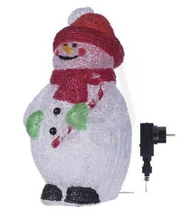 LED vánoční sněhulák, IP44, studená bílá, časovač