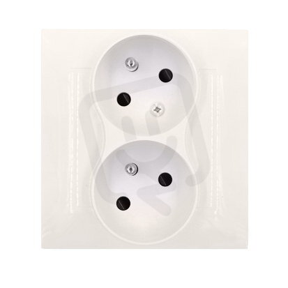 Zásuvka dvojnásobná s uzemněním, pootočená 16A, 250V~, s clonkami, krémová