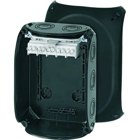 Kabelova rozvodka 2,5-6 mm2 3f., 10 mm2 1f., 5pol., černá HENSEL KF 1006 B