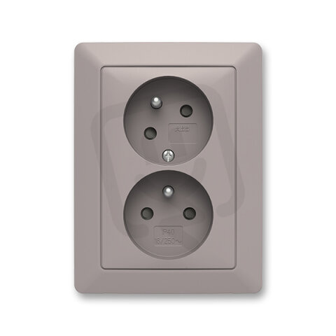 ABB ZONI Zásuvka dvojnásobná s ochr. kolíky greige/bílá 5513T-C02157 144