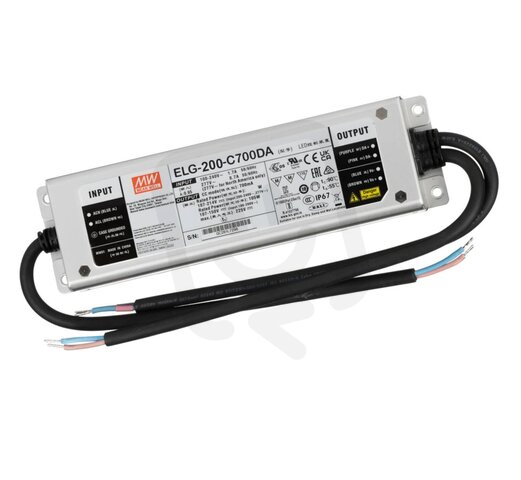 Stmívatelný proudový zdroj 200W 0,7A MEAN WELL ELG-200-C700DA