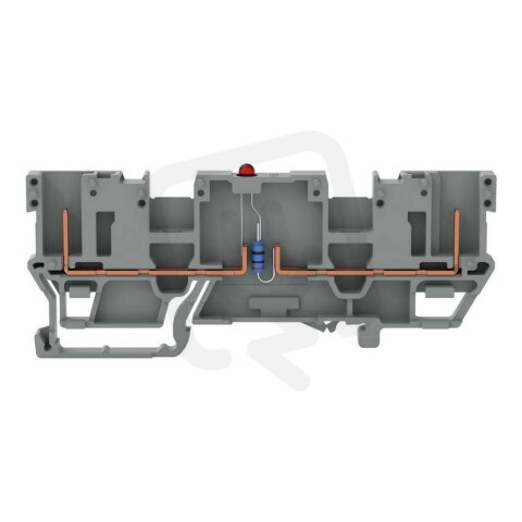 Základní svorka pro moduly, 2 kontakty, červená LED dioda, šedá