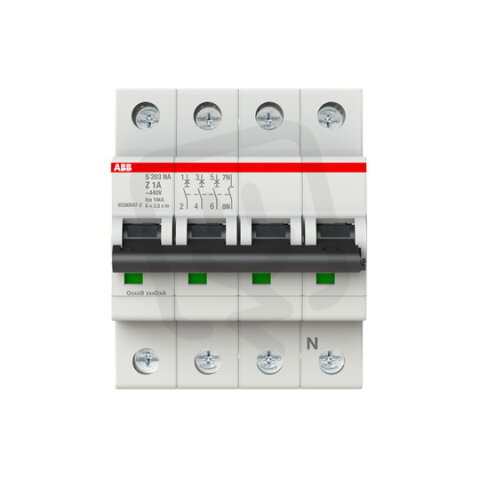 S203-Z1NA jistič 3F odpojení N vodiče (3+NA) 1 A char. Z 6kA ABB 2CDS253103R0218