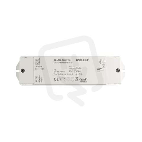 Stmívatelný DALI driver 15W, 300mA, 43V MCLED ML-910.008.22.0