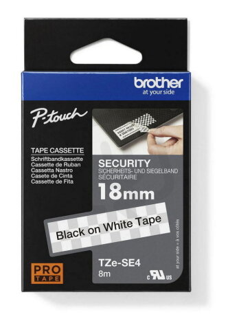 Páska BROTHER TZe-SE4, bílá/černá (18mm, plombovací)