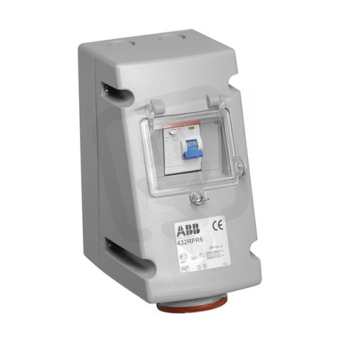 Zásuvka s proudovým chráničem 5p. 16 A IP44 6 h šedá-červená 416RPR6