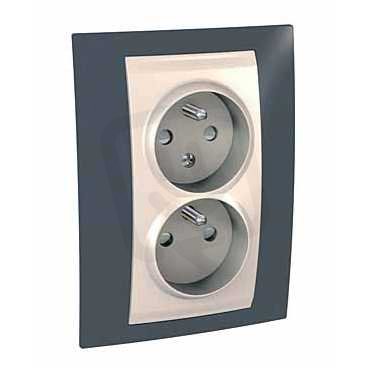 Schneider MGU63.065.577 Zásuvka dvojnásobná 16A/230V 2x2P+PE, Slate/marfil