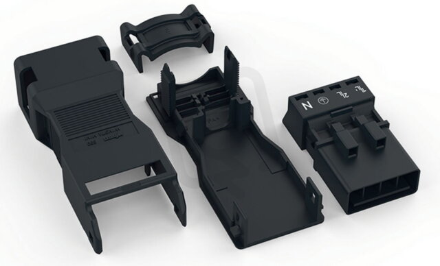 Zástrčka S pouzdrem s odlehčením tahu 4pól. černá WAGO 890-114