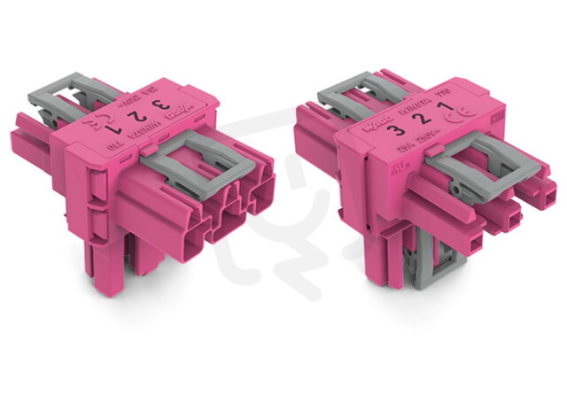 T-rozdělovač 3pól. Kód. B Růžová WAGO 770-1713