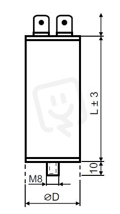 Motorový kondenzátor 2uF 25x60mm faston patní šroub M8 MPB0020041