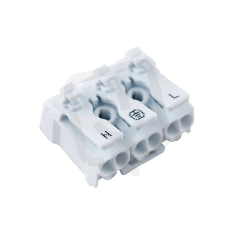 Svorkovnice třípólová (N, E, L), push konektory MCLED ML-419.020.77.0