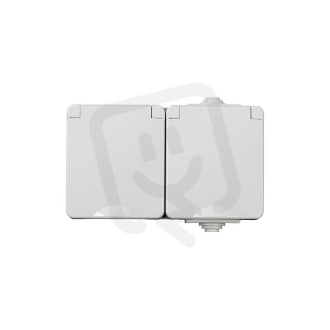 Zásuvka TEKNO IP65GR GN2x2P+Z dvojitá s ochranou kontaktů KANLUX 39224
