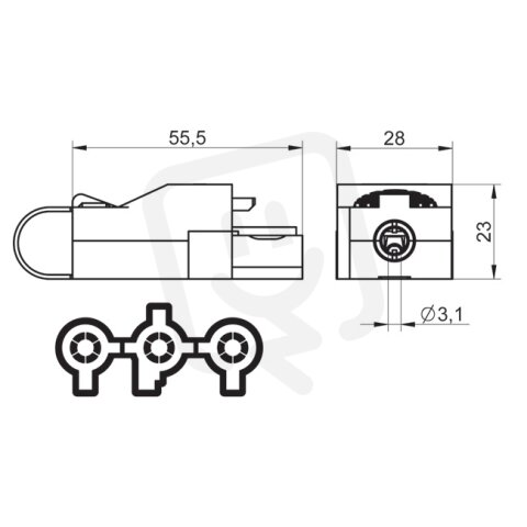 Zásuvka BCS-3T/H2-N s krytem, zámkem, dvojitá konektorová přístrojová J386061