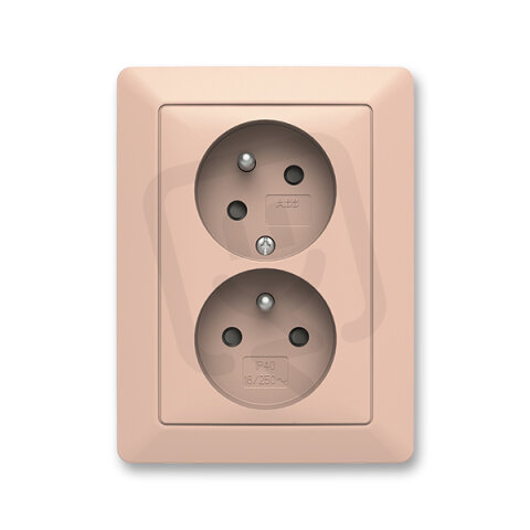 ABB ZONI Zásuvka dvojnásobná s ochr. kolíky pudrová/bílá 5513T-C02157 142