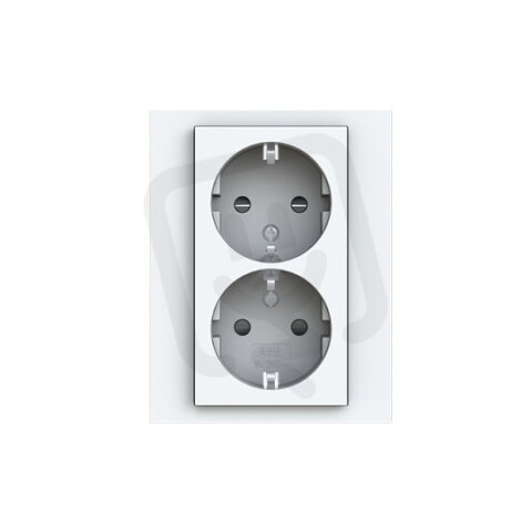 Dvojzásuvka ABB LEVIT s clonkami, bezšroub., bílá/led. bílá 5522H-C03458 01W