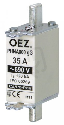 PHNA000 32A gG Pojistková vložka AC 690V/DC 250V vel.000 OEZ:40508