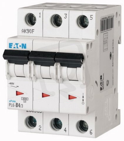 Jistič PL6-C4/3 char C, 3-pólový, 6kA, 4A EATON 286597