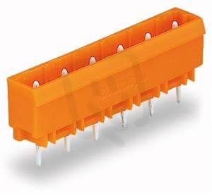 Konektor s pájecími piny THT, pájecí kontakt 1,2x1,2 mm, rovné, oranžová 12pól.
