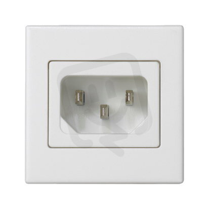 Připojovací deska K45 se zásuvkou IEC320 250V (C14) (samec) 45×45mm čistě bílá