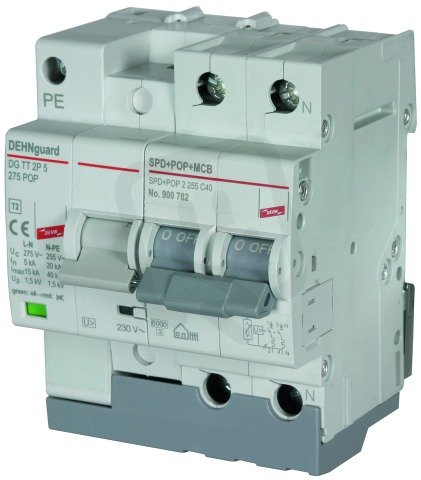 Ochranna vůči přepětí pro jističe 2-pólový C40 A DEHN 900782