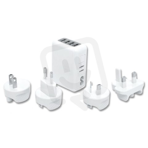 USB dobíječka, 4xUSB, 4 typy zástrček doprodej ECOLITE XJ4U-USB