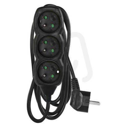 Prodlužovací kabel 2 m 3 zásuvky černý PVC 1mm2 EMOS PC0312