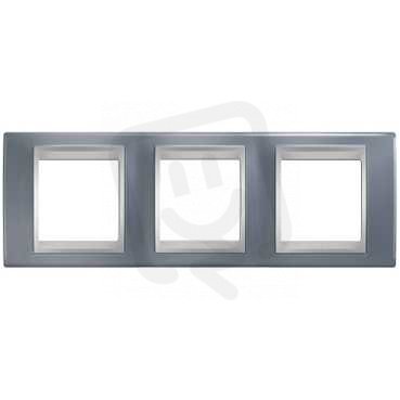 Unica Top Krycí rámeček trojnásobný Metal Grey/Aluminium SCHNEIDER MGU66.006.097