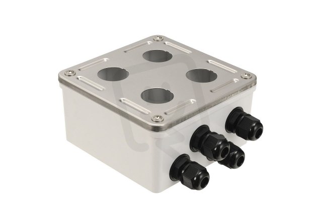 Průmyslový box s nerez čelem pro 4 x zásuvkový modul IP67 SOLARIX 40001031