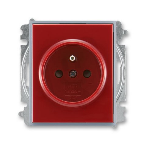 ABB ELEMENT Zásuvka chráněná s clonkami karmínová/led. šedá 5519E-A02357 24