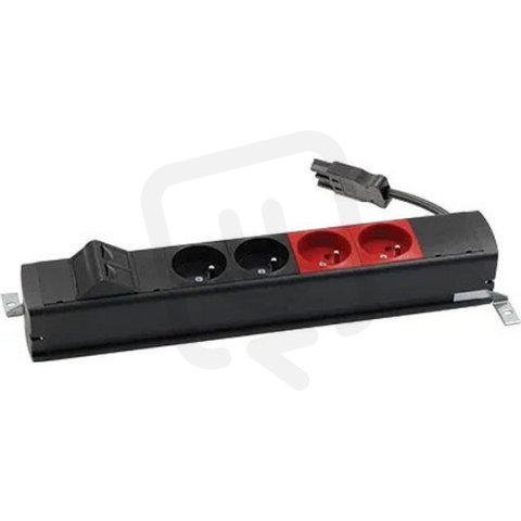 Standardní zásuvkový blok: 2x 250 V typ E + 2x 250 V UPS + 2x zásuvka RJ45 černý