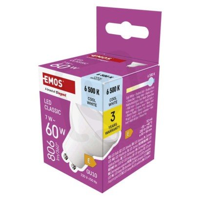 LED žárovka Classic MR16 GU10 7W (60W) 806 lm studená bílá EMOS ZQ8E44
