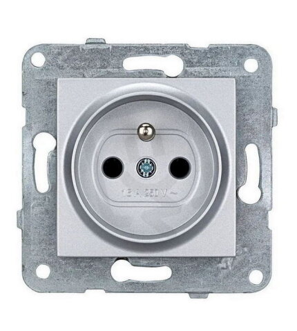 Zásuvka ČSN, šroubové svorky, stříbrná SCHRACK EV121250--