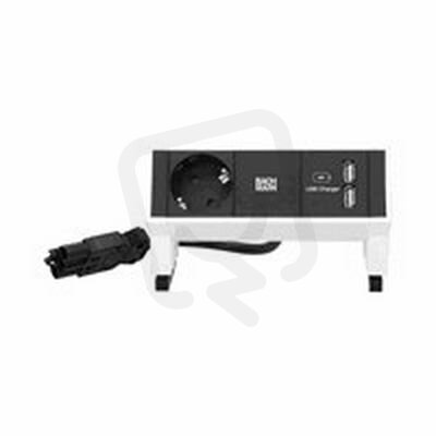 Bachman 902.380 DESK2 1xCEE7/3 1xUSB Charger power 0,2m GST18 RAL9010